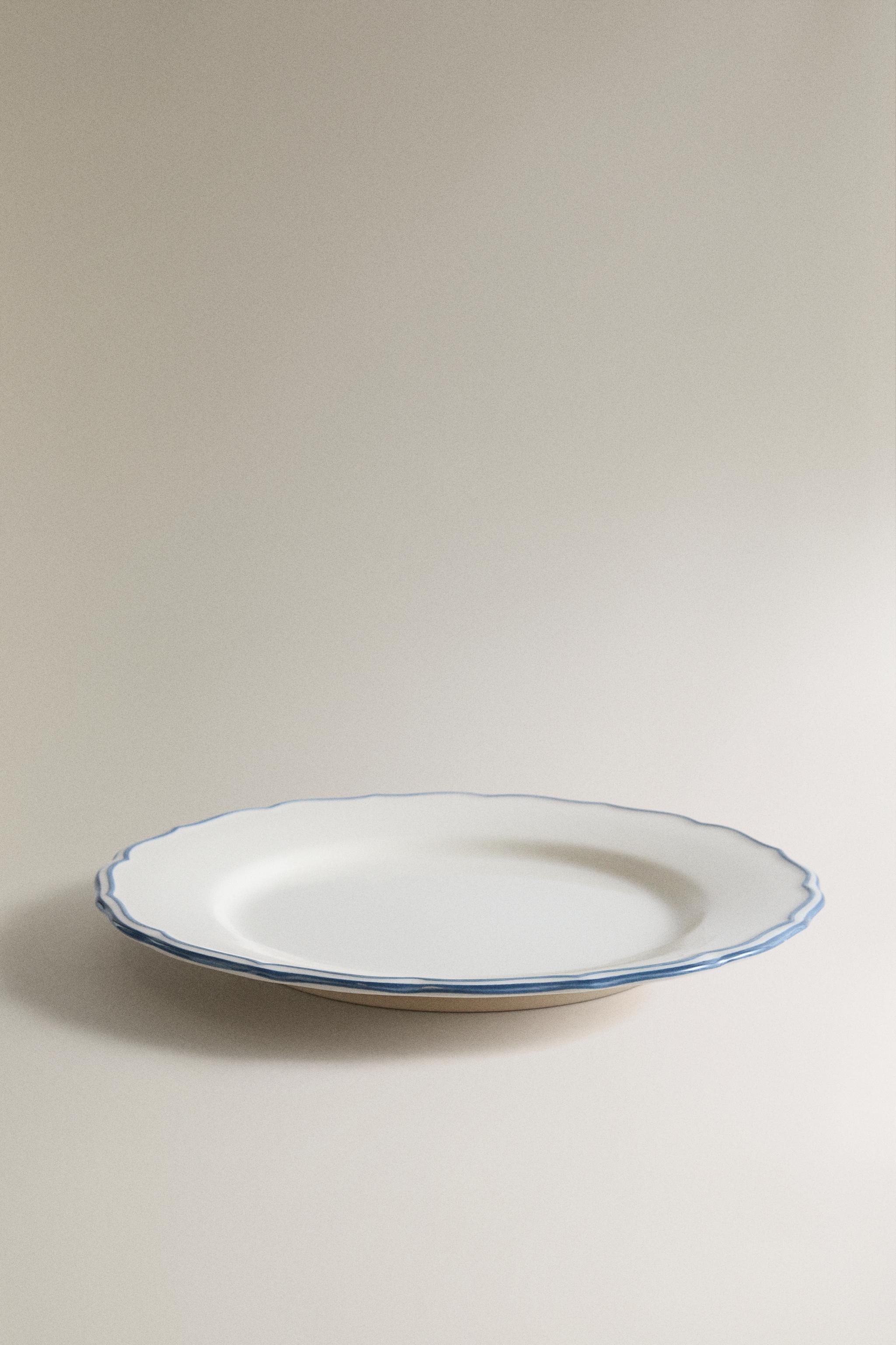 ASSIETTE PLATE FAÏENCE ONDULÉE FILET